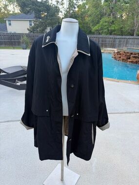 CS Signature Classic Black Women's Coat with Contrast Trim 2X